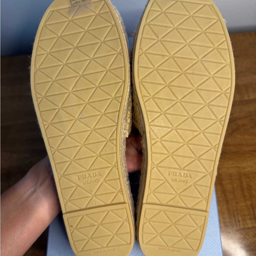 Prada Tan Espadrille Shoes with Intricate Woven Design - Picture 8 of 12